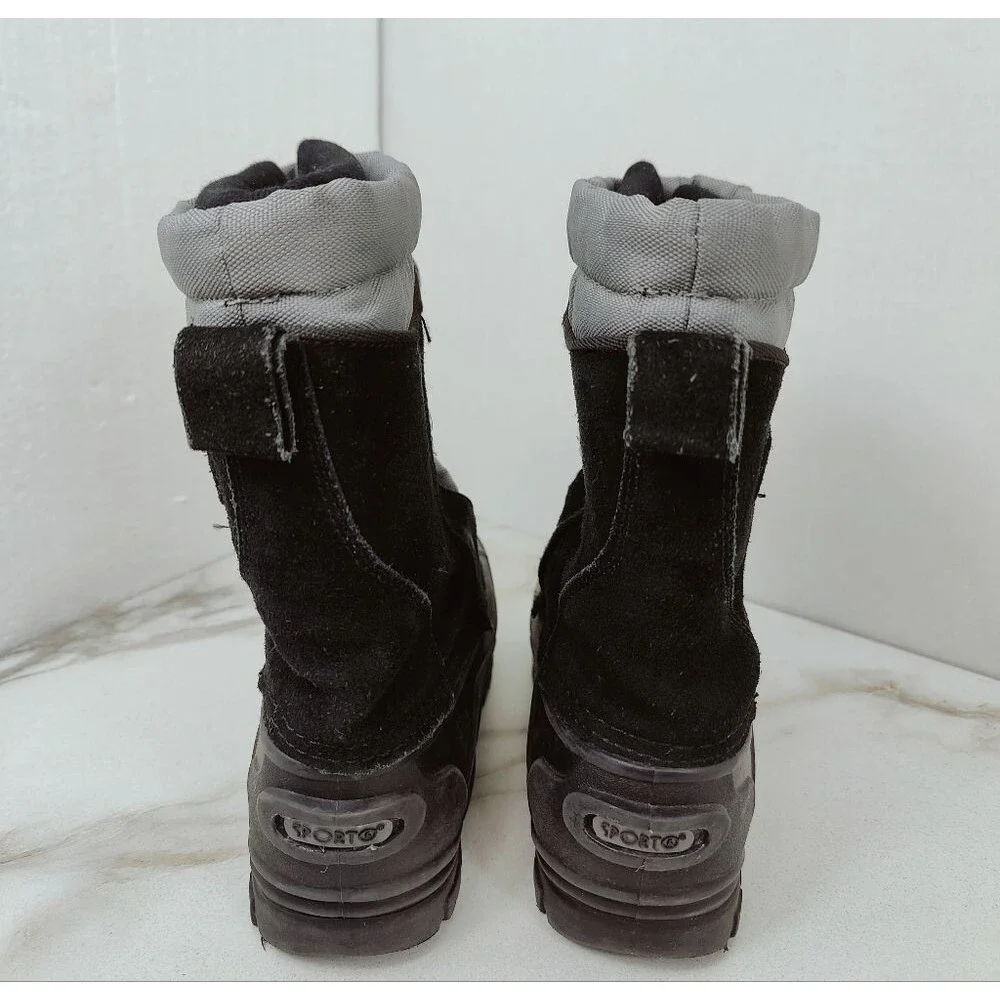 Sporto Toddler Kids Black Suede Rubber Winter Snow Boots, Sz 3